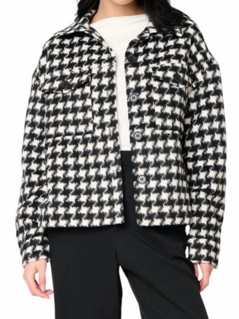 Sanctuary Black & White Houndstooth Button Jacket